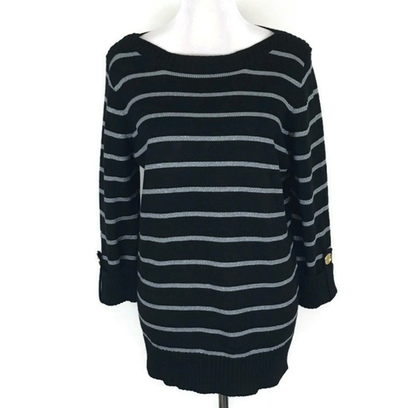 Jones New York Womans Sweater Size XL Black Stripe - Picture 1 of 7